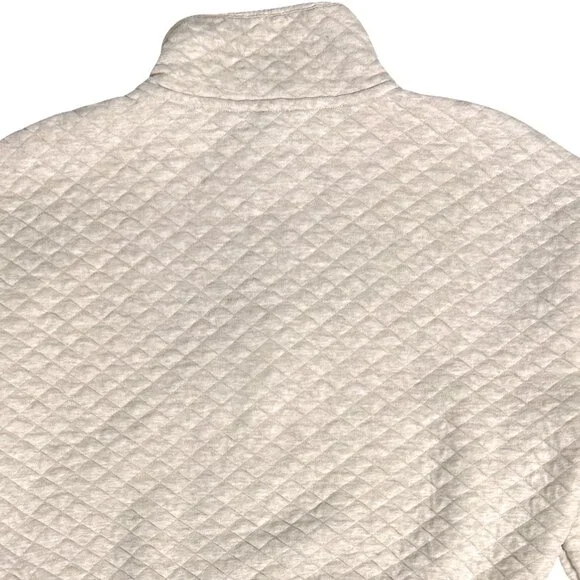 Quilted Quarter Zip Sweatshirt Banana Republic Factory Oatmeal Heather - Picture 9 of 14
